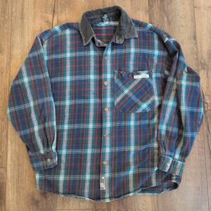 VTG No Fear Men Large Shacket Plaid Button Jacket Skate Corduroy Grunge Y2K USA